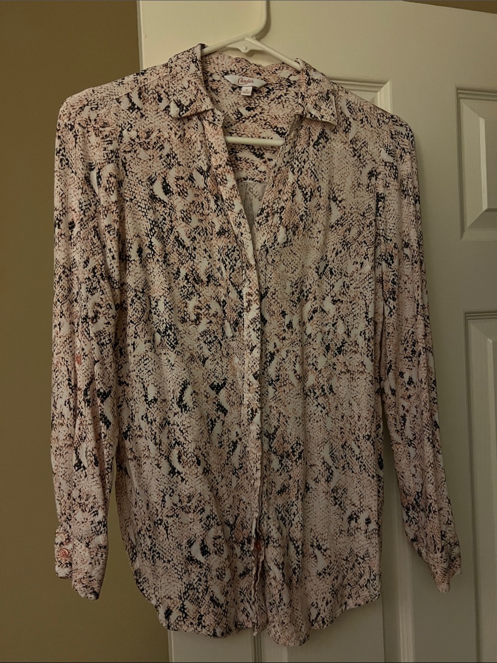 Candie’s Snake-Print Button-Down Blouse